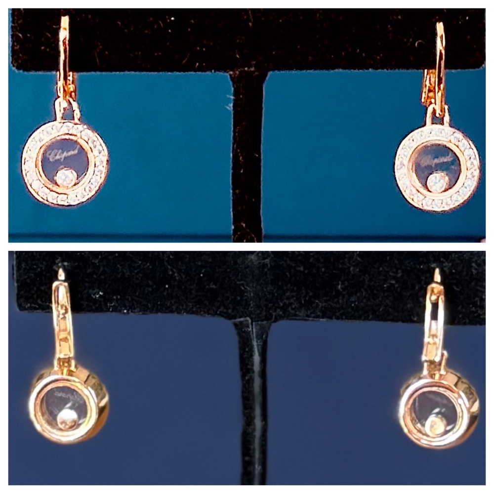 Chopard Happy Diamonds Icons Ethical Rose Gold Round Dangling Pavé Drop Earrings